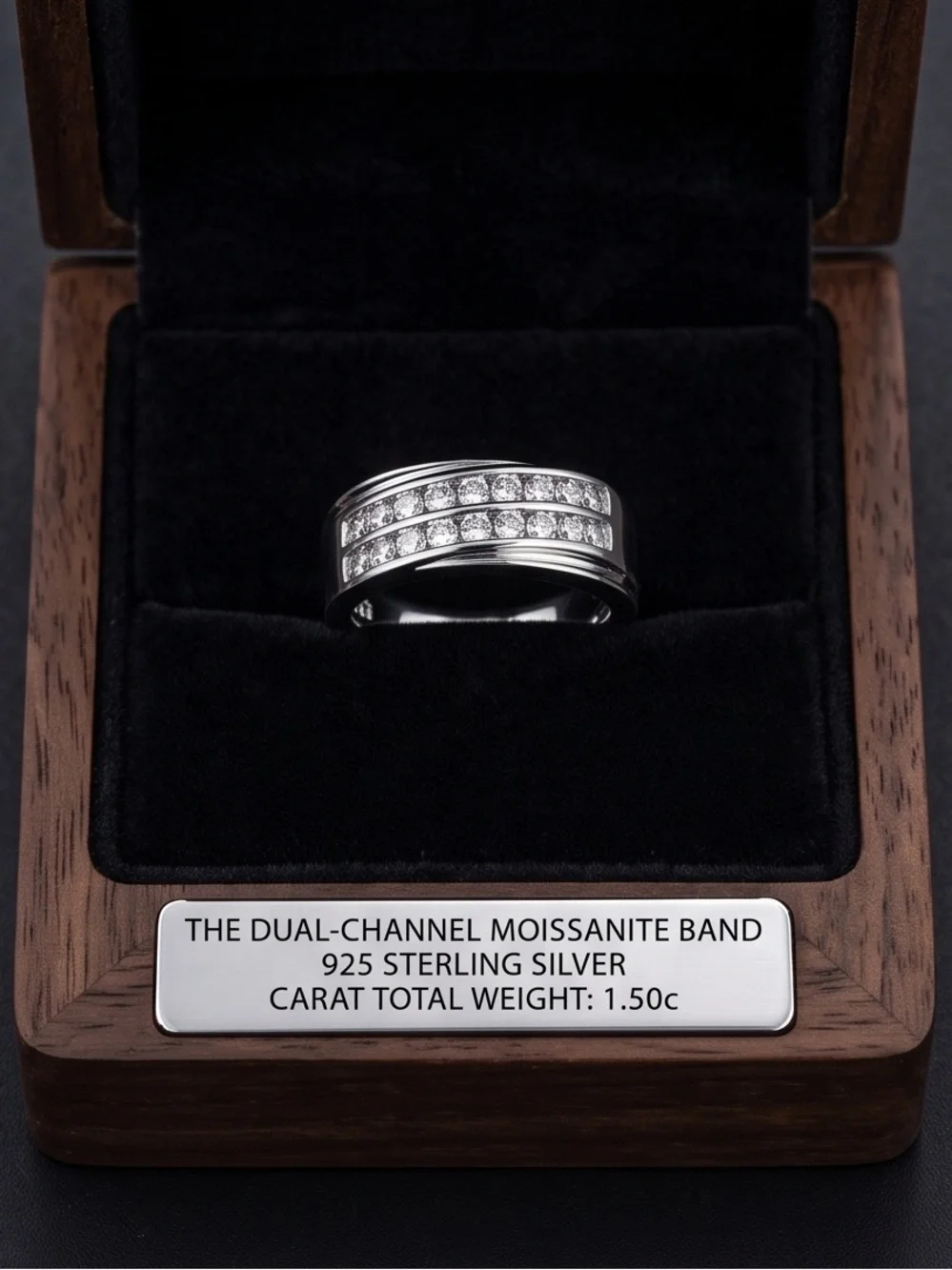 Moissanite polished silver
